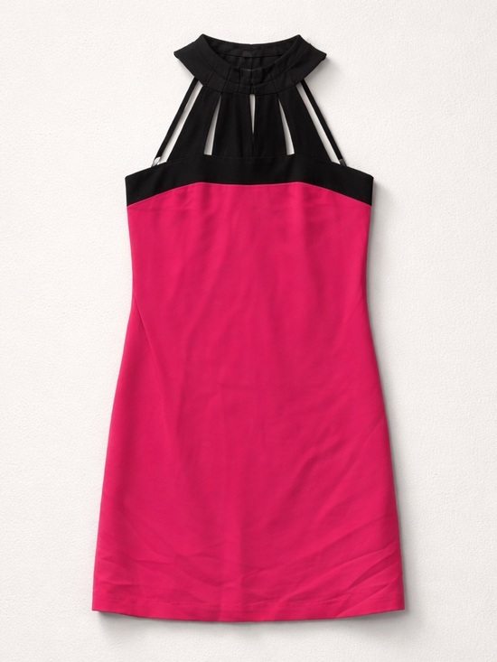 Trina Turk Dresses & Skirts - Trina Turk Cage Neck Sleeveless Color Block Black and Pink Midi Dress